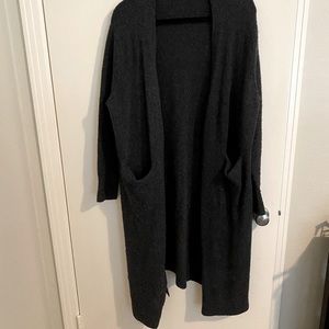 Long grey open sweater